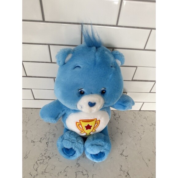 Care Bears 2003 Champ Blue Trophy Care Bear Plush 13" Stuffed Animal Toy - Picture 2 of 6